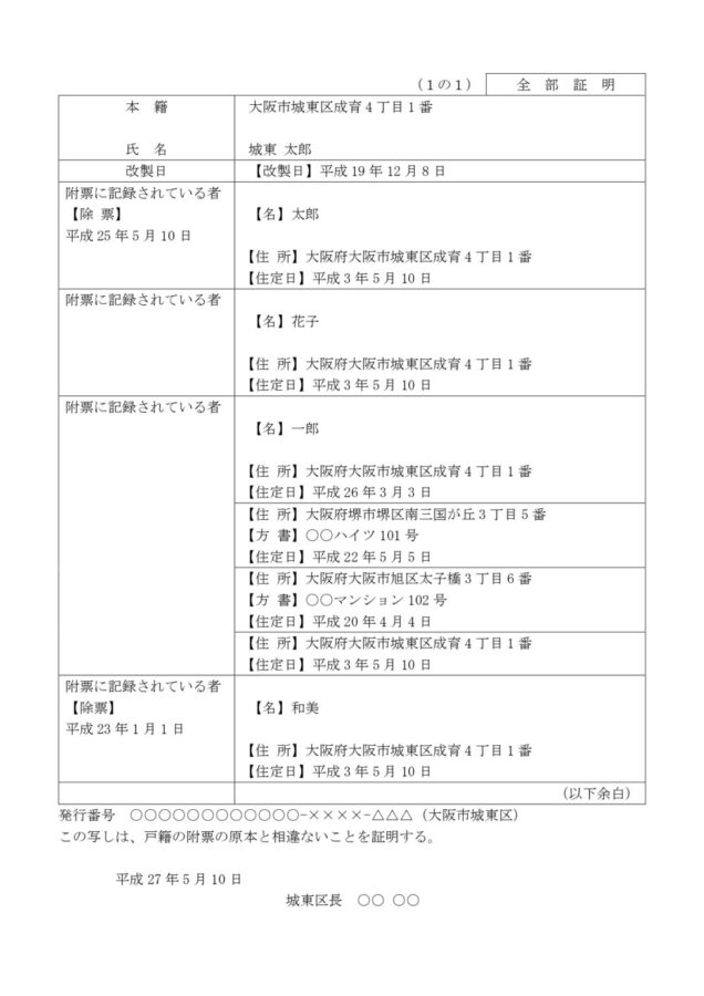 戸籍の附票の例