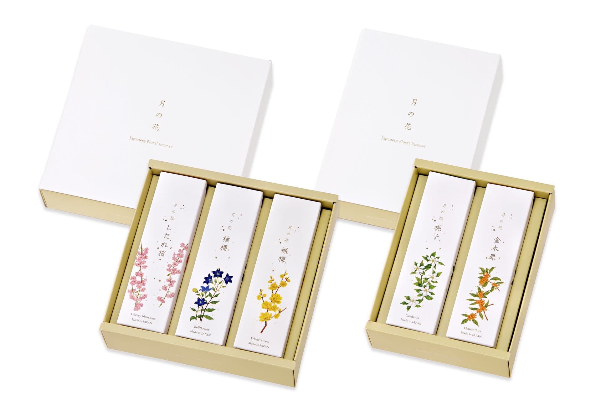 季節の花の香りが楽しめるお線香「月の花」シリーズに専用ギフトBOXが