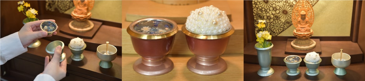 ビーズとお花でつくりました